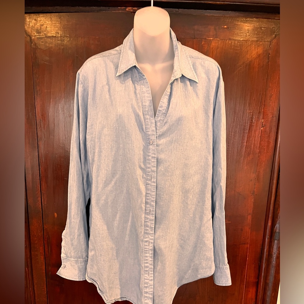 NYDG Super Soft Long Sleeve Denim Shirt-size L